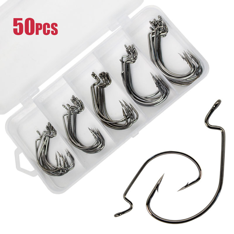 Fishing Hook Barbless - 50 Uds anzuelo de gusano ancho