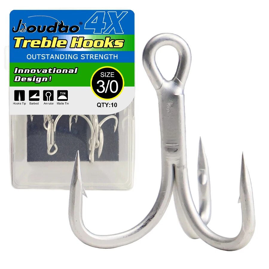 Fishing Hook Barbless - Anzuelos triples de pesca de acero