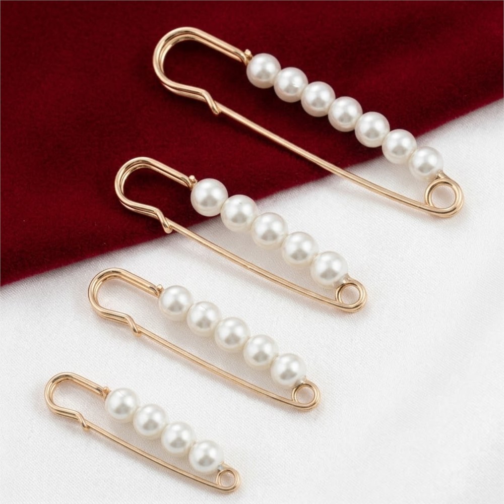 Fishing Hook Size - 10 Broches Decorativos Grandes con Perlas