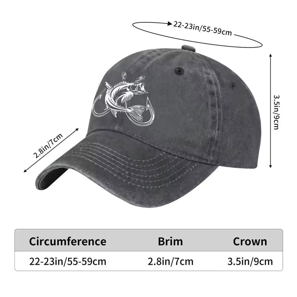 Gorra de béisbol vintage lavad - Fishing Hook Size reseña y precio