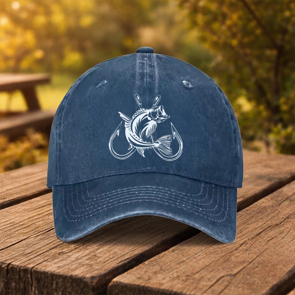 Gorra de béisbol vintage lavad - Fishing Hook Size reseña y precio