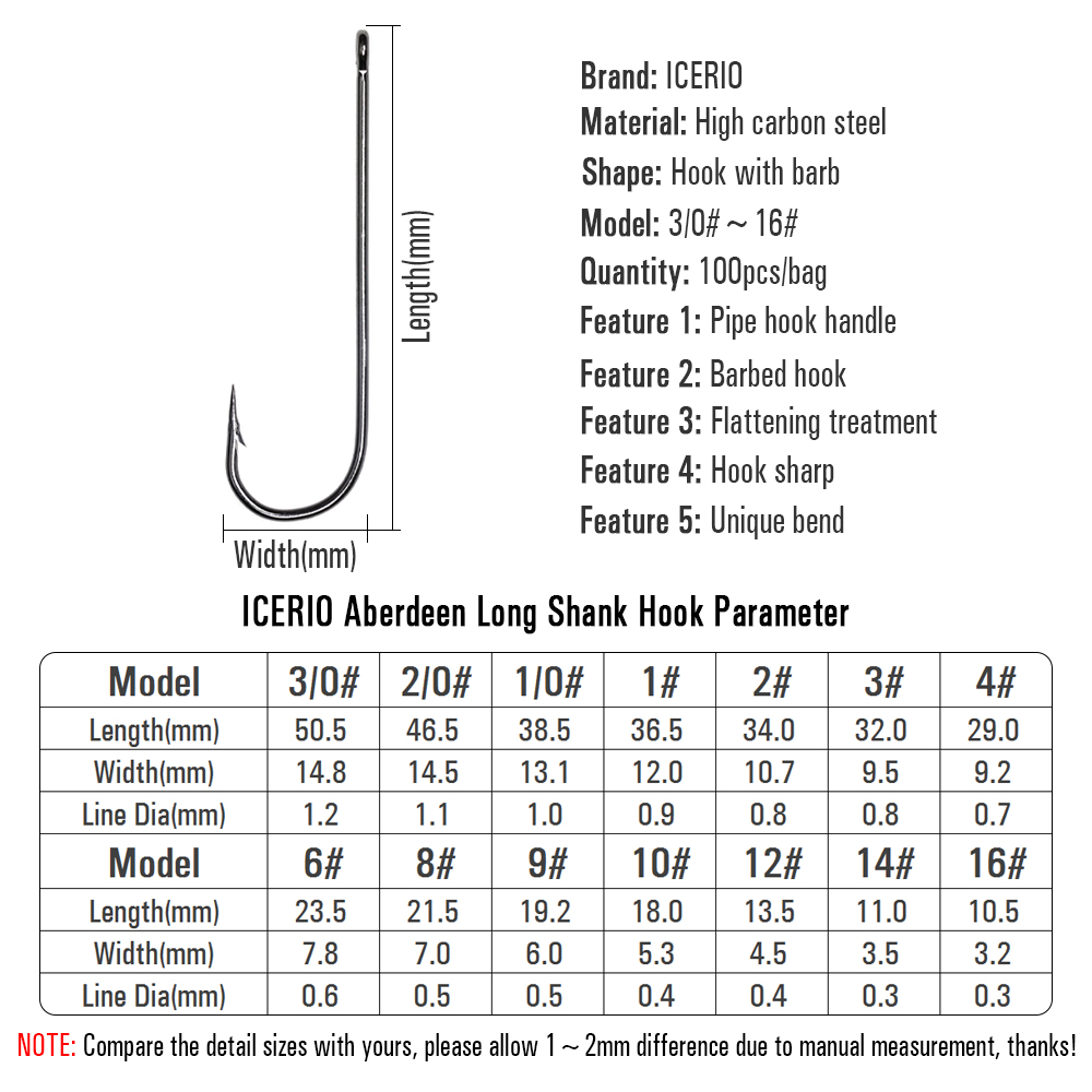 ICERIO 100PCS 16 #   - Anzuelo - Fishing Hook Barbless reseña y precio